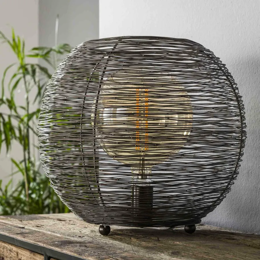 WoonStijl Tafellamp Ø40 web XL Zwart Nikkel Sale