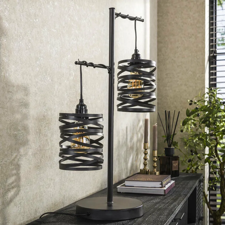 WoonStijl Tafellamp 2L spindle / Slate grey Online