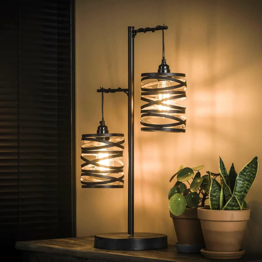 WoonStijl Tafellamp 2L spindle / Slate grey Online
