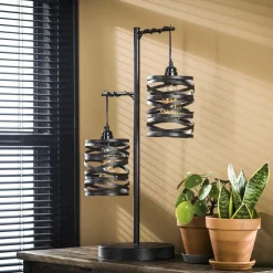 WoonStijl Tafellamp 2L spindle / Slate grey Online