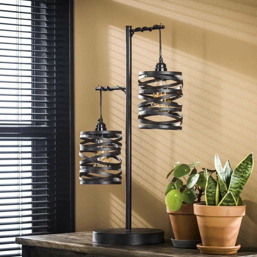 WoonStijl Tafellamp 2L spindle / Slate grey Online