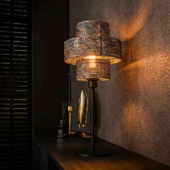 WoonStijl Tafellamp Lantern zwart bruin New