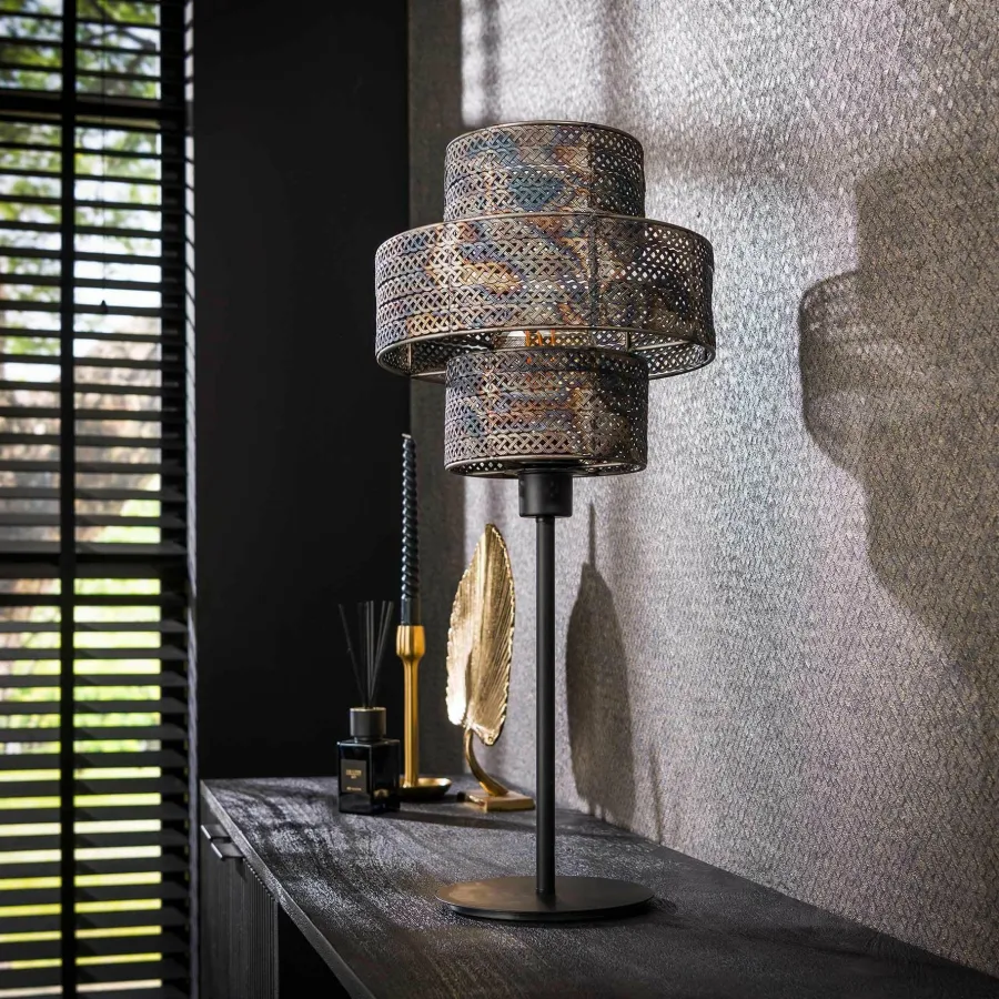 WoonStijl Tafellamp Lantern zwart bruin New