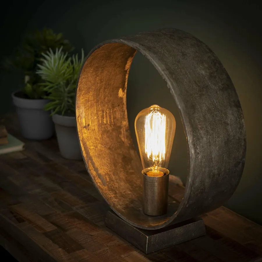 WoonStijl Tafellamp Loop / Antiek Nikkel Outlet