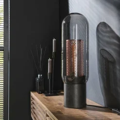 WoonStijl Tafellamp smoke glas-geperforeerd staal Sale