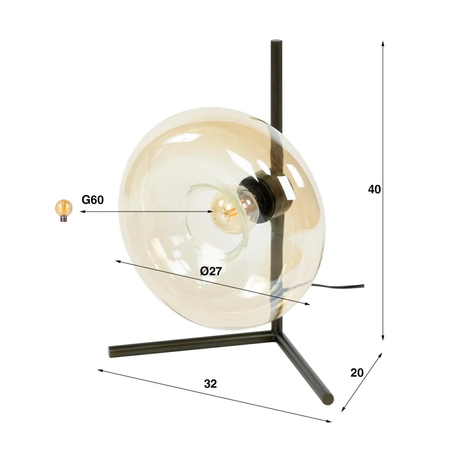 WoonStijl Tafellamp Soll Amber glas Clearance