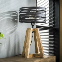 WoonStijl Tafellamp twist houten kruisframe / Slate grey Hot