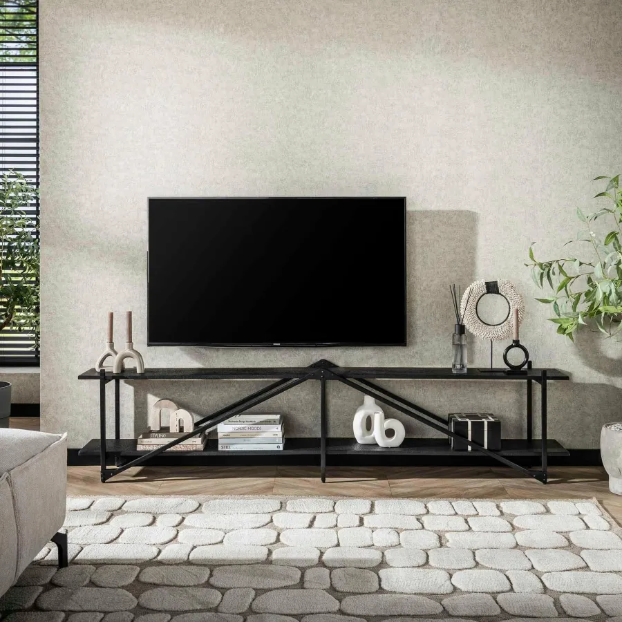 WoonStijl TV-meubel 'Piega' 220 cm teak grijs New