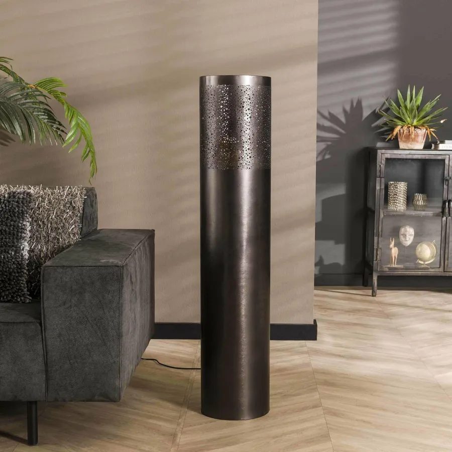 WoonStijl Vloerlamp Ø25 cilinder 120cm / Zwart nikkel