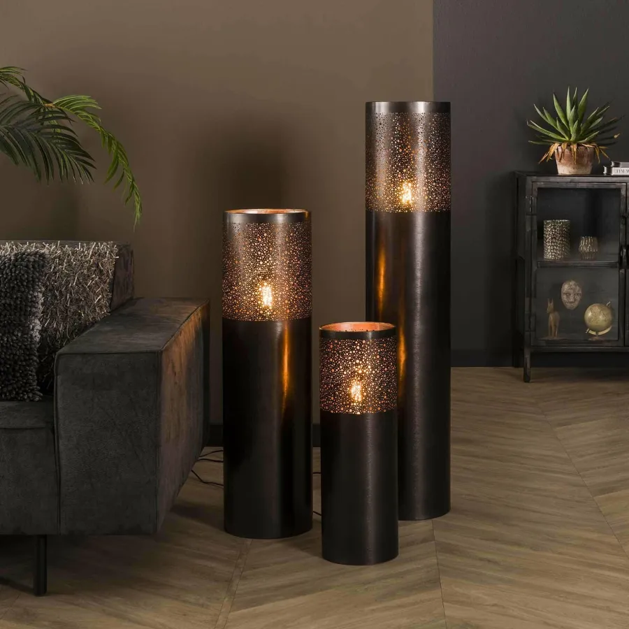 WoonStijl Vloerlamp Ø25 cilinder 120cm / Zwart nikkel