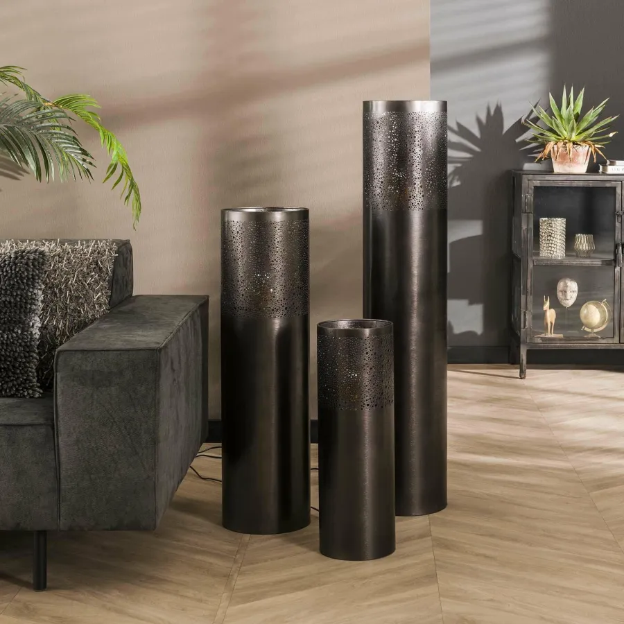WoonStijl Vloerlamp Ø25 cilinder 120cm / Zwart nikkel
