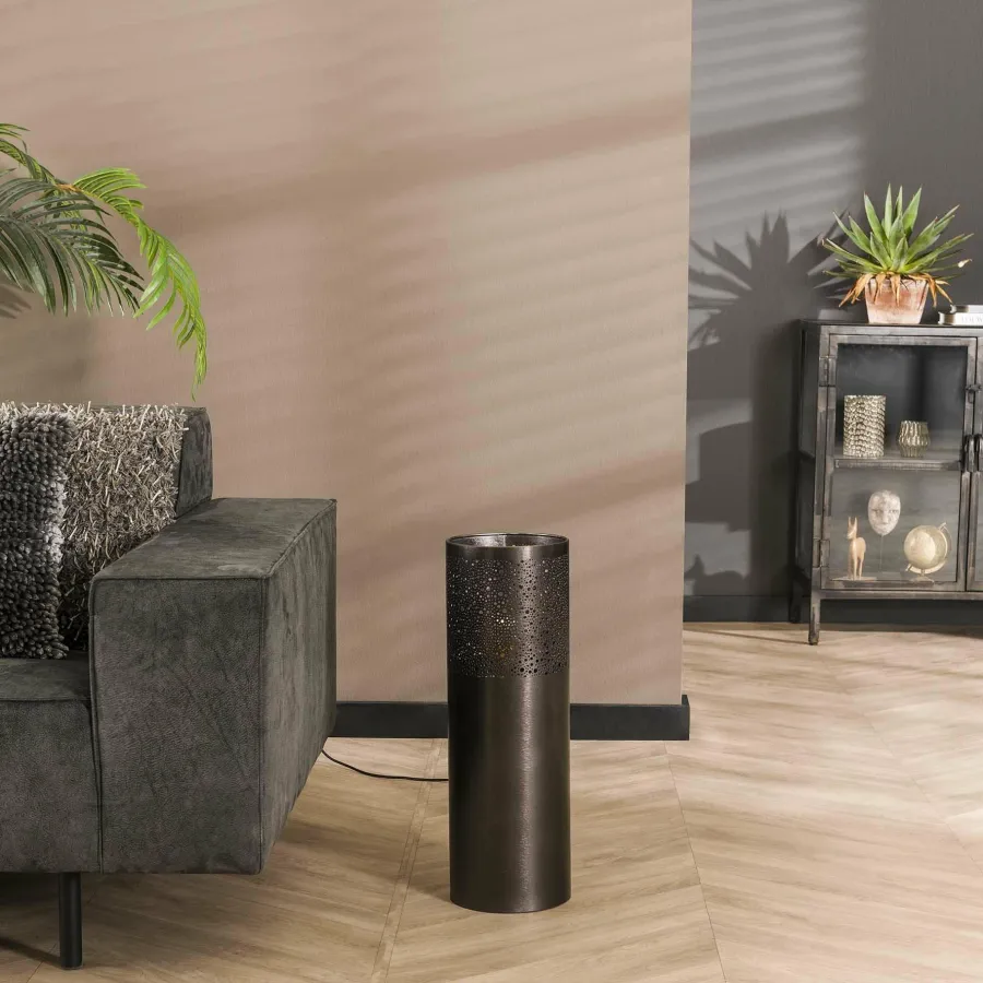WoonStijl Vloerlamp Ø20 cilinder 60cm / Zwart nikkel Outlet