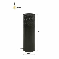WoonStijl Vloerlamp Ø20 cilinder 60cm / Zwart nikkel Outlet