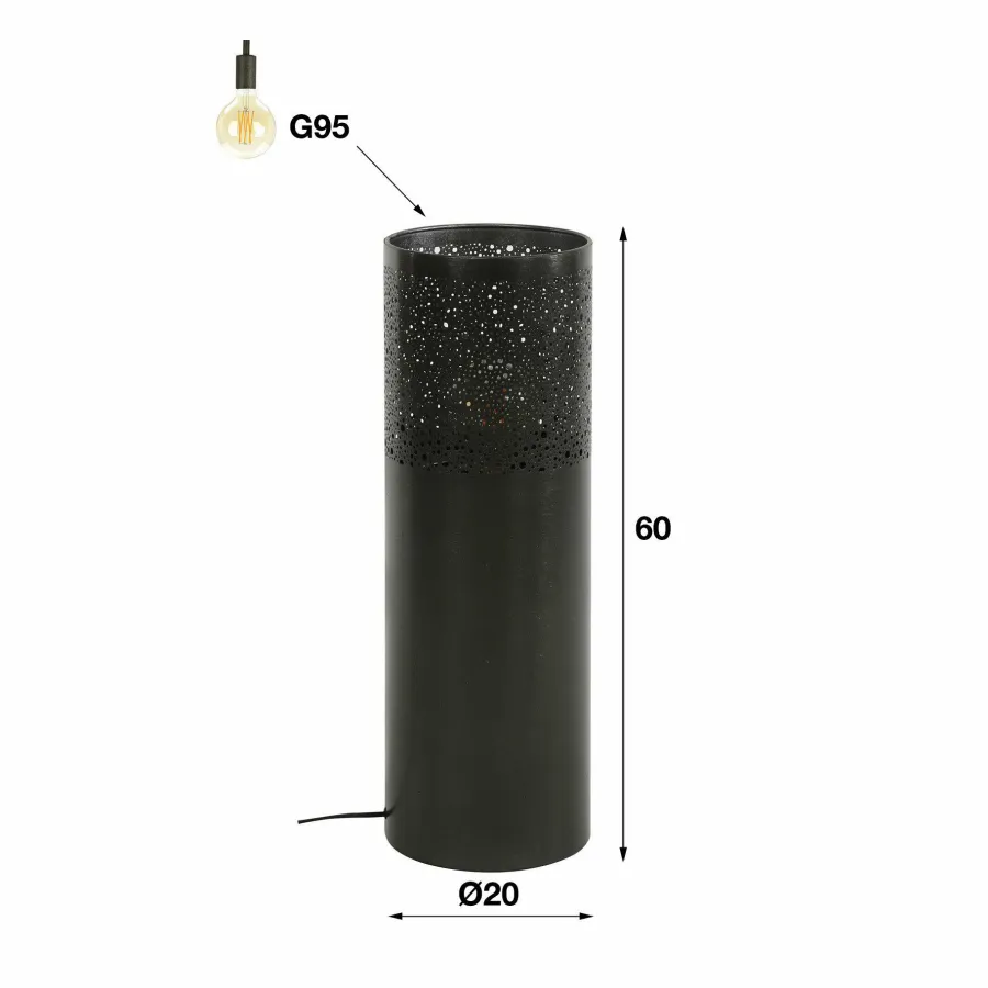 WoonStijl Vloerlamp Ø20 cilinder 60cm / Zwart nikkel Outlet