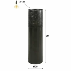 WoonStijl Vloerlamp Ø25 cilinder 90cm / Zwart nikkel Best