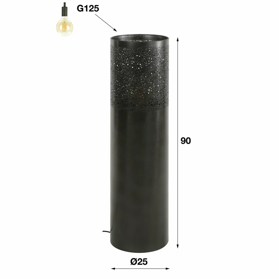 WoonStijl Vloerlamp Ø25 cilinder 90cm / Zwart nikkel Best