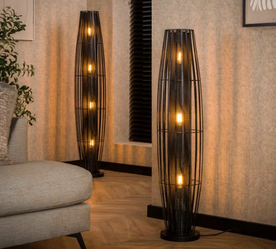 WoonStijl Vloerlamp 120 3L cylinder mesh / Charcoal Discount
