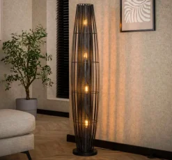 WoonStijl Vloerlamp 150 4L cylinder mesh / Charcoal