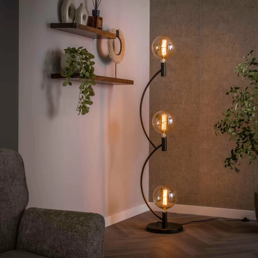 WoonStijl Vloerlamp Arcus 3-lichts / Sienna bruin Outlet