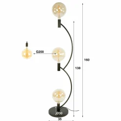 WoonStijl Vloerlamp Arcus 3-lichts / Sienna bruin Outlet