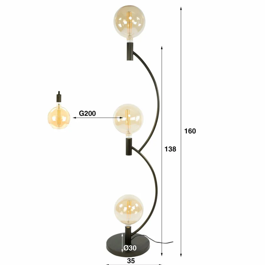 WoonStijl Vloerlamp Arcus 3-lichts / Sienna bruin Outlet