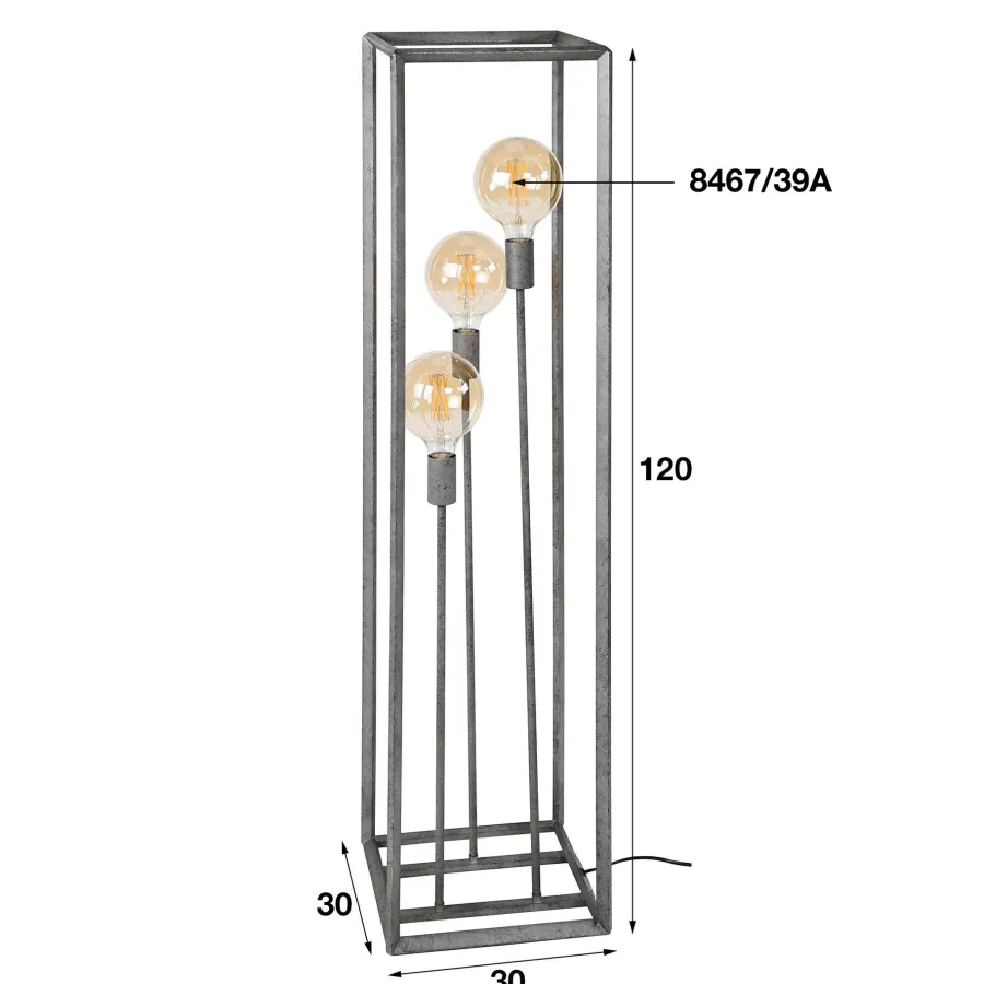 WoonStijl Vloerlamp 3L 45 graden buis New
