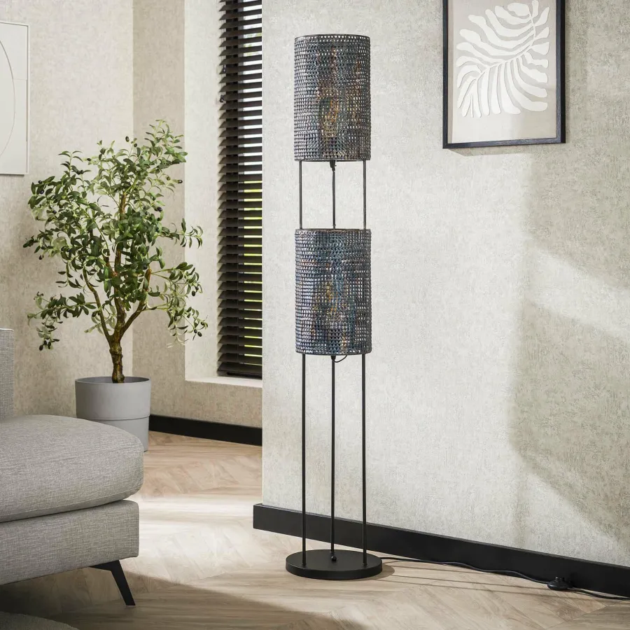 WoonStijl Vloerlamp 2L armor tube / Zwart bruin Best