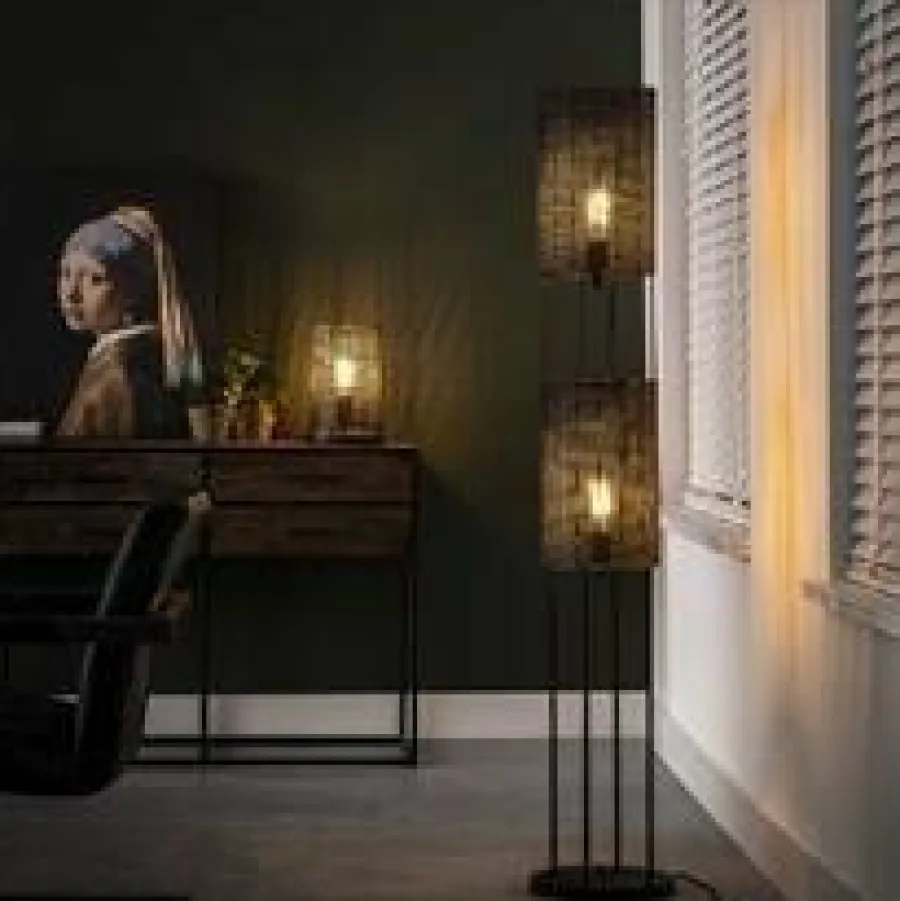 WoonStijl Vloerlamp 2L armor tube / Zwart bruin Best