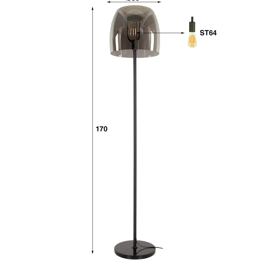 WoonStijl Vloerlamp 1L drift glass