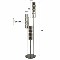 WoonStijl Vloerlamp 3L getrapt cylinder glas Discount