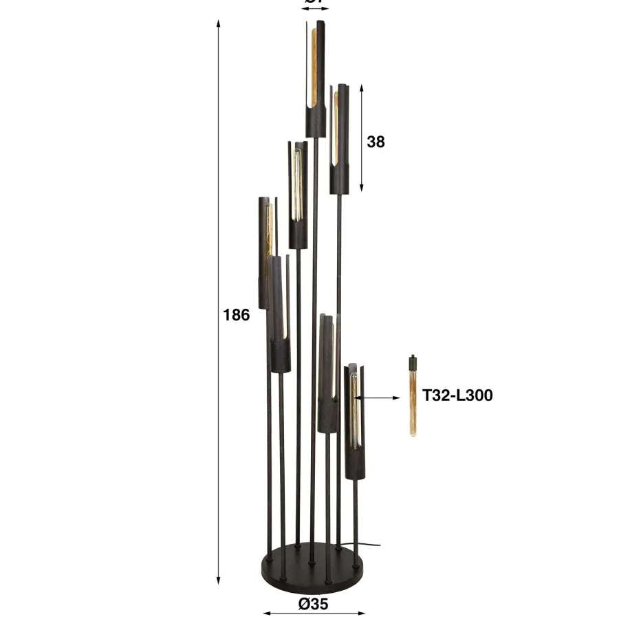 WoonStijl Vloerlamp 7L getrapt tube Online