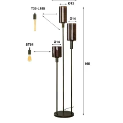 WoonStijl Vloerlamp 3L getrapt Sepiora Discount