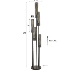 WoonStijl Vloerlamp 5L getrapt tube mesh Best