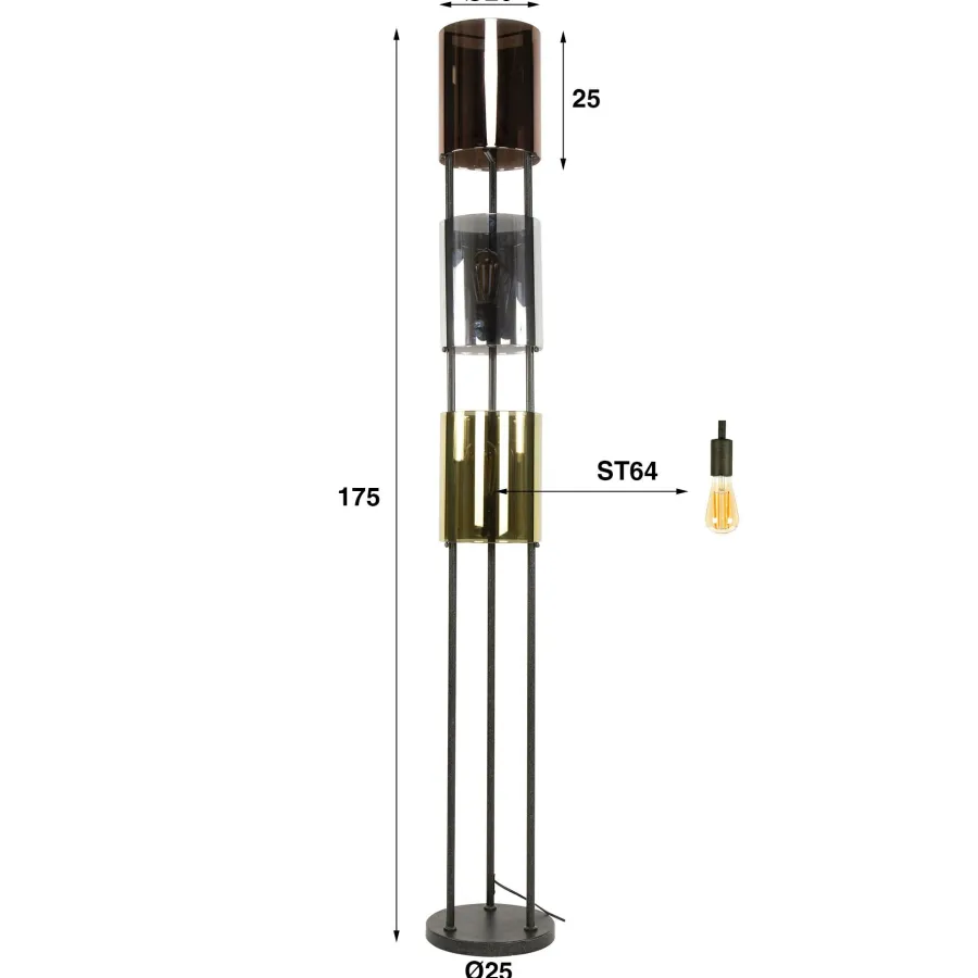 WoonStijl Vloerlamp 3L Lucente tricolore Clearance
