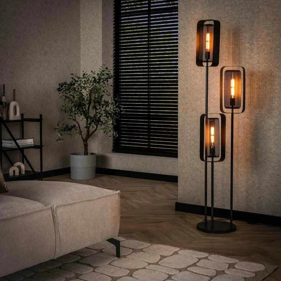 WoonStijl Vloerlamp 3L mesh rotate