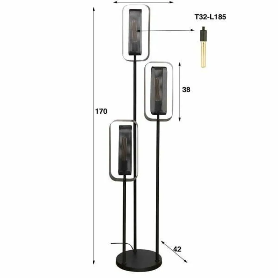WoonStijl Vloerlamp 3L mesh rotate