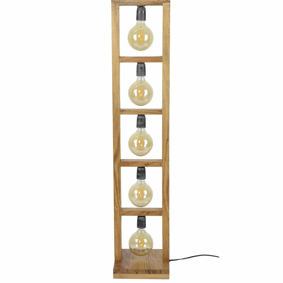 WoonStijl Vloerlamp 5L modulo houten frame / Massief acacia naturel Discount