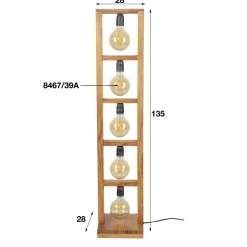 WoonStijl Vloerlamp 5L modulo houten frame / Massief acacia naturel Discount