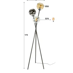 WoonStijl Vloerlamp 3L Multi Globe Online