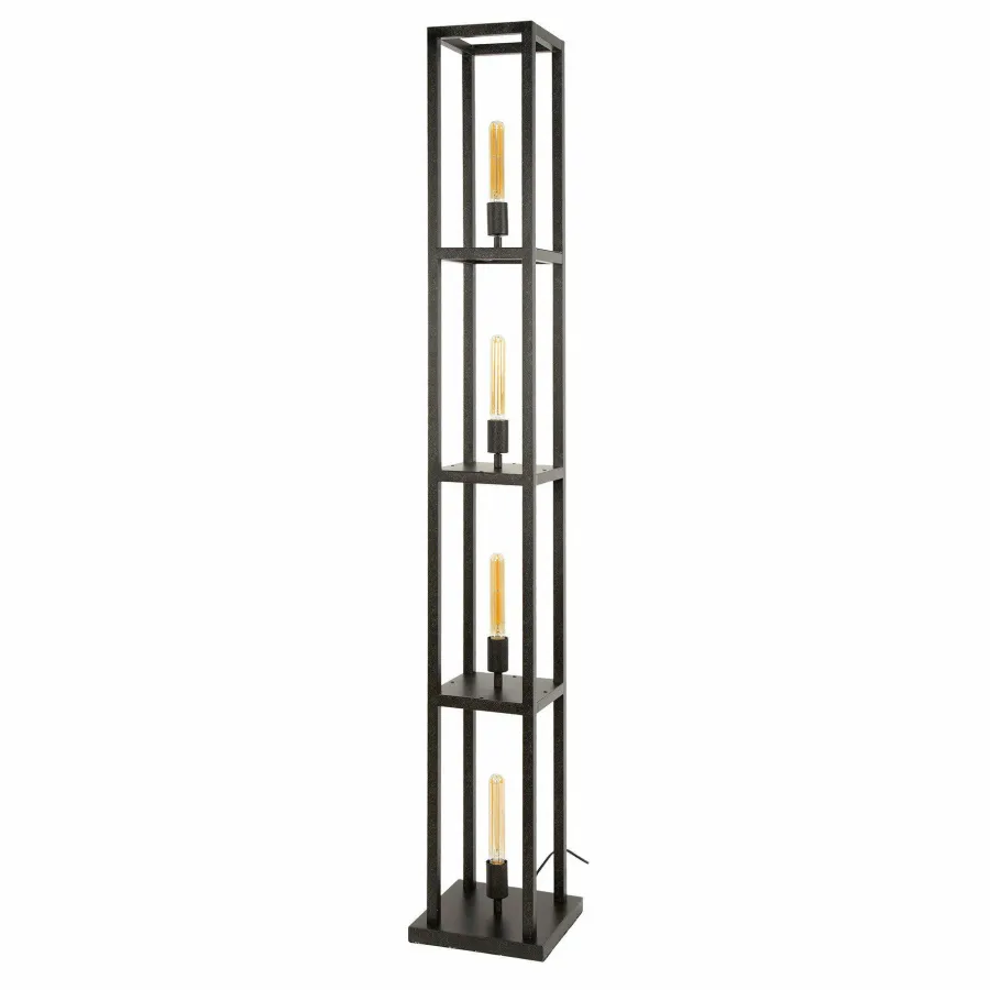 WoonStijl Vloerlamp 4L Quadra Artic Zwart Clearance