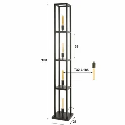WoonStijl Vloerlamp 4L Quadra Artic Zwart Clearance