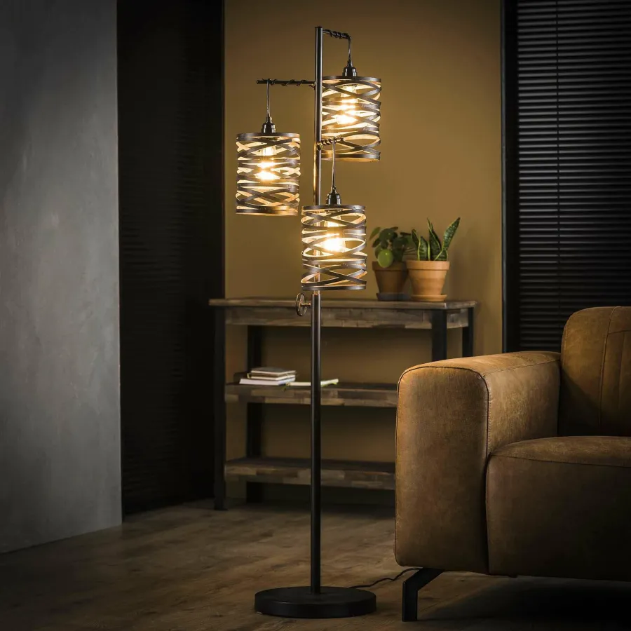 WoonStijl Vloerlamp 3L spindle slate grey / Slate grey Best