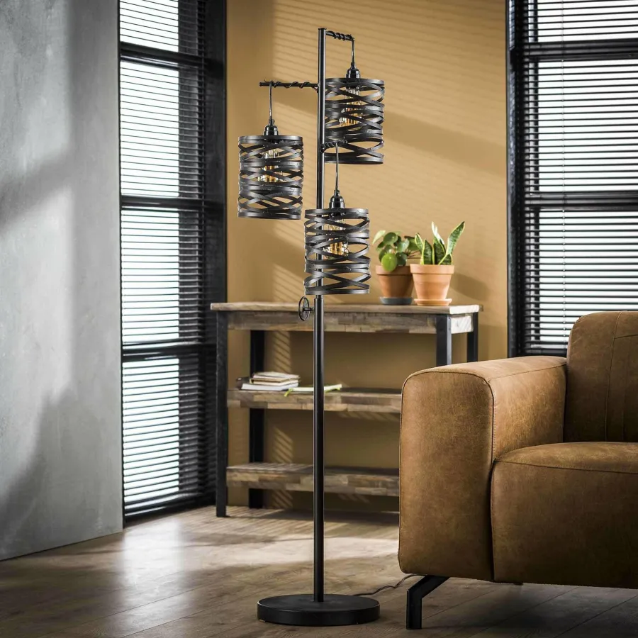 WoonStijl Vloerlamp 3L spindle slate grey / Slate grey Best