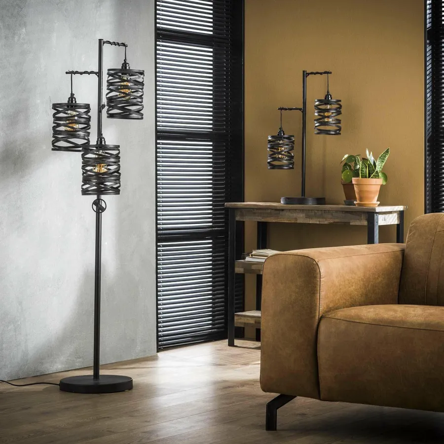 WoonStijl Vloerlamp 3L spindle slate grey / Slate grey Best