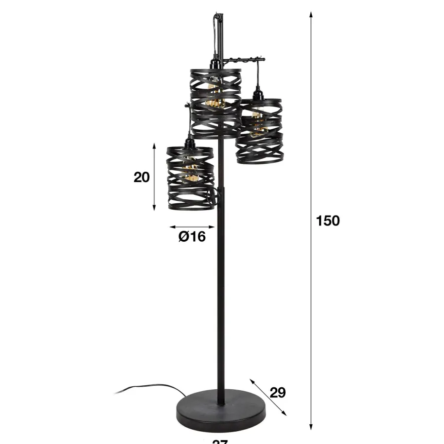 WoonStijl Vloerlamp 3L spindle slate grey / Slate grey Best