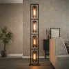 WoonStijl Vloerlamp 4L tower smoke glas-geperforeerd staal New