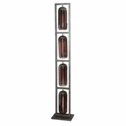 WoonStijl Vloerlamp 4L tower smoke glas-geperforeerd staal New