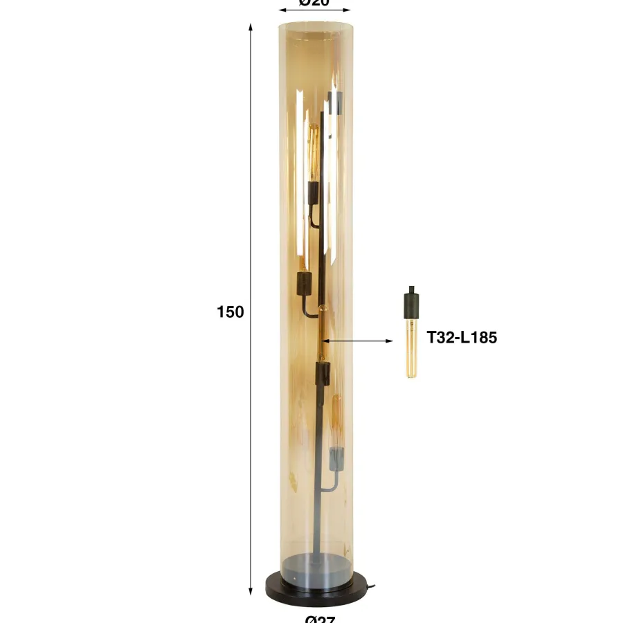 WoonStijl Vloerlamp 5L tube amber glas Sale