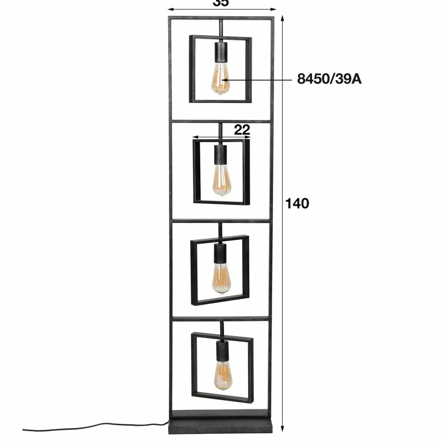 WoonStijl Vloerlamp 4L Turn square / Charcoal Outlet