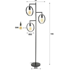 WoonStijl Vloerlamp Ring met 3 lampen Discount
